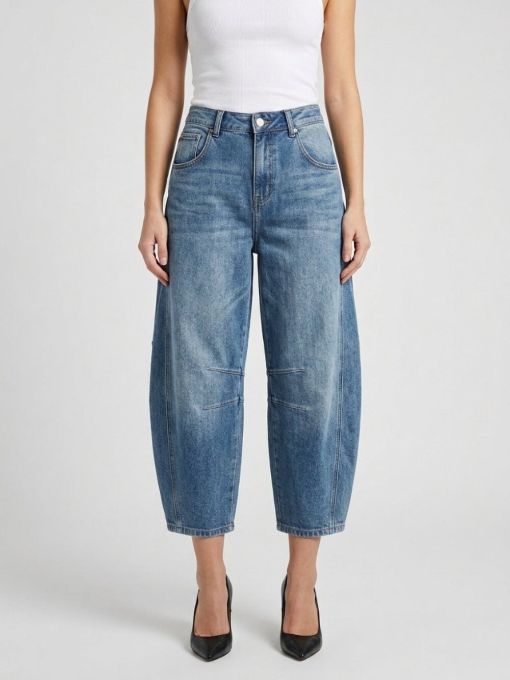 Telepatia High Rise Barrel Jeans 29 Medium Wash NWT
